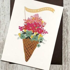 Wenskaart Happy Birthday flowers