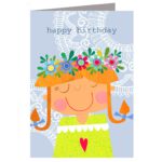 Wenskaart Happy Birthday Bloemenmeisje