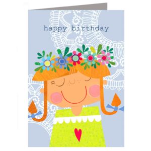Wenskaart Happy Birthday Bloemenmeisje