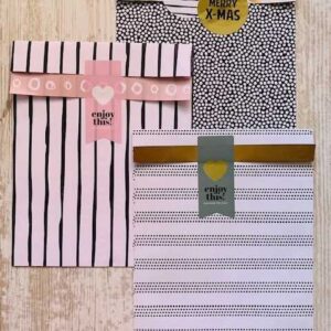Cadeauzakjes (3 stuks) vlak zwart wit