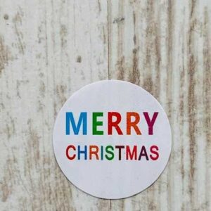 Sticker kerst Merry Christmas regenboog