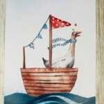 verjaardagskaart zeebonk met vlaggetjes