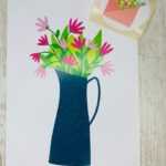 Ansichtkaart kan bloemen + sticker