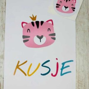 Ansichtkaart Poezenpootjes en sticker