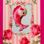 Ansichtkaart roze vis