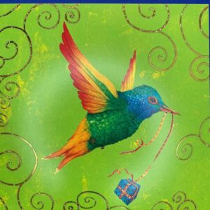 Ansichtkaart Vogel met cadeautje