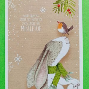 Kerstkaart Under the Mistletoe