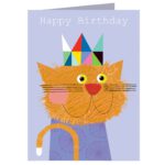 Wenskaart Happy Birthday rode kater