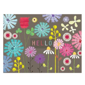 Wenskaart Hello bloemen