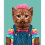 Ansichtkaart Gekleurde kat