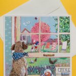 Wenskaart Hond en tuin