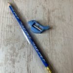 set potlood en puntenslijper blauw