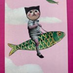 Ansichtkaart krazy kittens vliegende vis