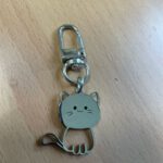 Sleutel/tashanger zilveren kat