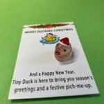 Kerst Pocket Hug kaart eend met glitters