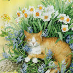 Ansichtkaart Slapen tussen de bloemen