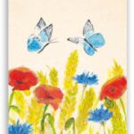 Ansichtkaart Klaprozen en Vlinders