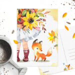 Ansichtkaart Flower Vosje