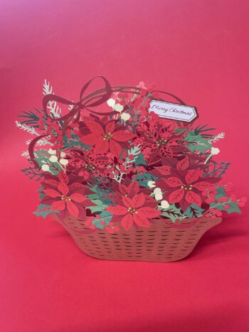 Kerstkaart Mand met kerststuk