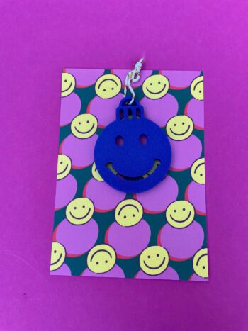 Kerstkaart Smiley Blauw