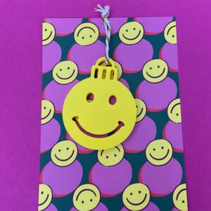 Kerstkaart Smiley Geel