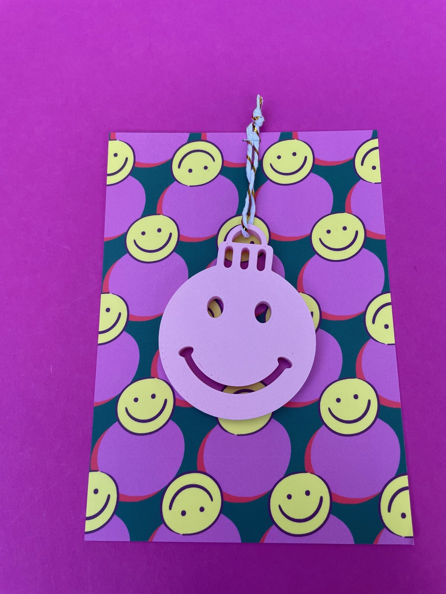 kerstkaart roze Kerstkaart Smiley Roze - Image 1