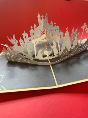 Kerstkaart Kerststal in wit