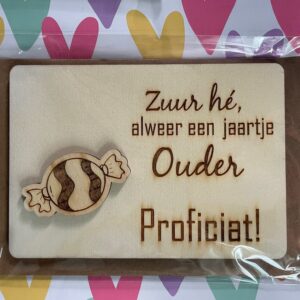 Houten kaart Proficiat