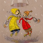 Ansichtkaart Dancing in the rain